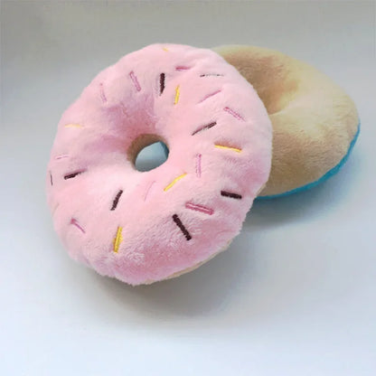 Weiche Hunde-Donuts aus Plüsch, Hundespielzeug für Hunde, Kauspielzeug, süßes Welpen-Quietschspielzeug, lustiges Welpen-Interaktionsspielzeug für kleine und mittelgroße Hunde