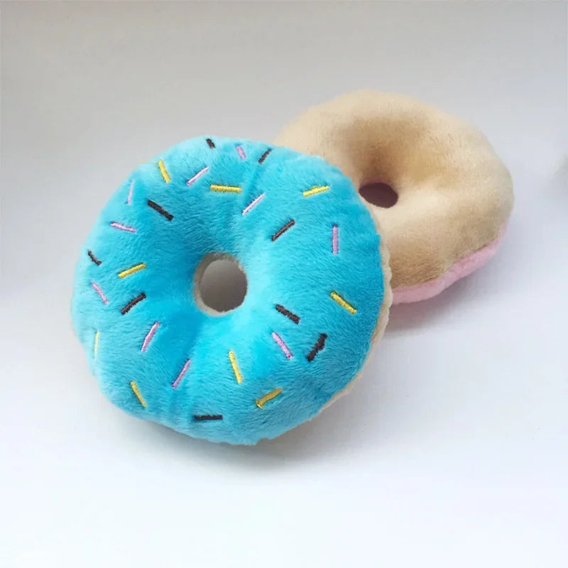 Weiche Hunde-Donuts aus Plüsch, Hundespielzeug für Hunde, Kauspielzeug, süßes Welpen-Quietschspielzeug, lustiges Welpen-Interaktionsspielzeug für kleine und mittelgroße Hunde